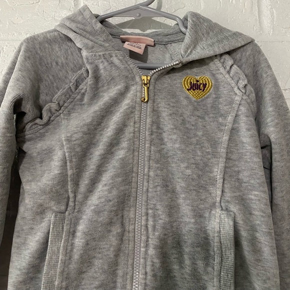 Juicy Couture Kids Gray Velour Track Suit Zip Up Jacket - Picture 2 of 8